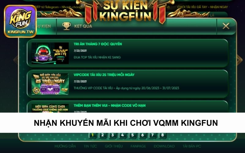 Khuyến mãi khi chơi VQMM Kingfun